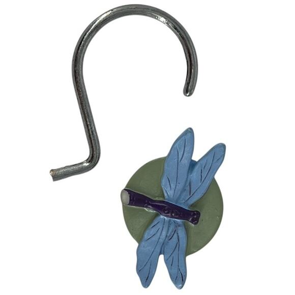 Dragonfly Accent Shower Curtain Rings Hooks Nature Inspired Bath Decor - Picture 5 of 11